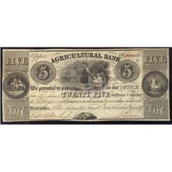 Agricultural Bank  1835 $5 No.1785  CH20-12-02-14  VF+, two check letters overprinted, a black E and