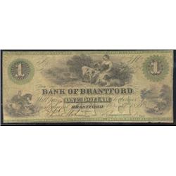Bank of Brantford  1859 $1 No.9375 CH40-10-02-02  VG.