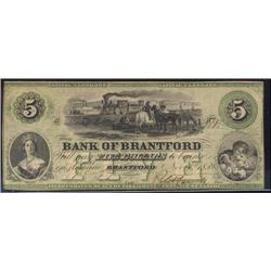 Bank of Brantford  1859 $5 No.1866 CH40-10-04-08  VF.