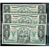 Image 1 : Lot of three sequential notes.  Banque Canadienne Nationale  1935  $5, $10  85-14-02.  No.034908 -90