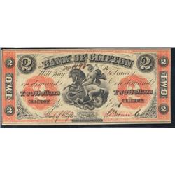 The Bank of Clifton 1861 $2 CH125-12-10 No.492  EF+.