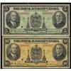 Image 1 : Lot of 2 small size chartered banknotes; The Royal Bank 1935 $5 and $10 notes.  Grades vary from F t