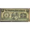 Image 1 : The Sovereign Bank of Canada  1905 $5  No.111564  CH685-10-04  F to F+. Nice portrait of "KING EDWAR