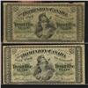 Image 1 : DC-1a and Dc-1b 1870 25 cents. Grades vary from VG to Fine.Lot of 2 notes.