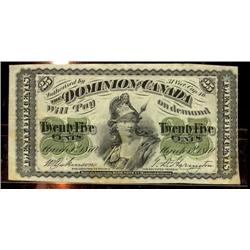 DC-1c  1870 25 Cents Plain VF.