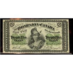 DC-1c  1870 25 Cents Plain, a nice clean AU note.