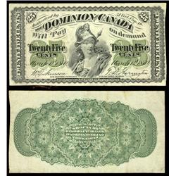INVERTED BACK design 1870 25 Cents DC-1c.   CCCS VF-20. Extremely rare.  Only four examples are know