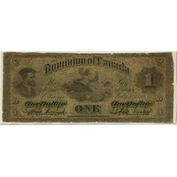 DC-2b  1870 $1 Toronto, small date 564913.  About VG with a few edge nicks.