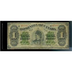 DC-8b  1878  $1  D016149  Scalloped borders and payable at Toronto  VG.  Seldom offered.