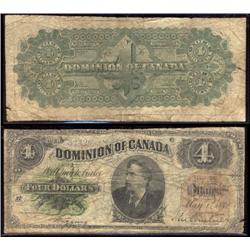 1882 $4 DC-10, VG+, a nice looking note with very minor nicks, one in the left hand margin (middle) 