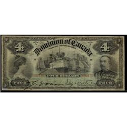 DC-17a  1902 $4 Series A 006970. The note grades about Fine.  The note is well centered and very cle