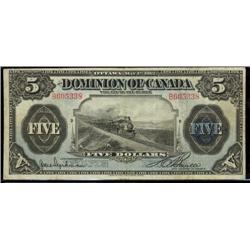 DC-21d  1912 $5 B605338 Hyndman-Boville, seal/five. About VF.  Scarce!