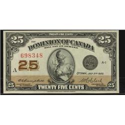 DC-24d  25 cents "Campbell" 698348 Letter "A". AU-UNC.