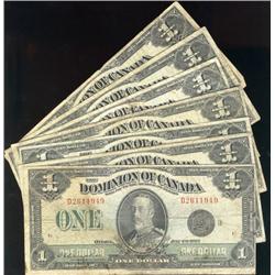 Lot of 7 different 1923 $1 notes.  Includes DC-25f, 25g, 25h, 25i, 25j,  25n and 25o. Grades are VG-