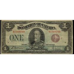 DC-25iT  1923 $1 McCavours-Saunders "TEST NOTE" B1000799  Fine or better.  Very scarce and best one 