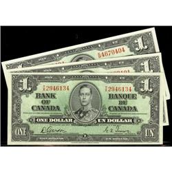 Lot of 3 notes, BC-21c and 21d  1937 $1.  All crisp and choice uncirculated.