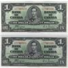 Image 1 : Lot of 2 consecutive 1937 $1 notes.  BC-21d E/N7740559-0560.  Both Choice uncirculated.