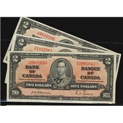 Set with the 3 signatures.  Includes 1937 $2 BC-22a Osborne, 22b Gordon and 22c Coyne.  All notes ar