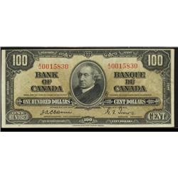 BC-27a  1937 $100 Osborne A/J0015830, EF-AU, small tear.  Rare note!