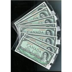 Lot of 8 consecutive Devil's face 1954 $1 Beattie-Coyne  BC-29b H/A9264803 to 810, scarce prefix!  A