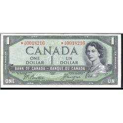 BC-29bA  1954 $1 Beattie-Coyne Devil's face *A/A0018216  Original AU-UNC with a small nick.  Rare no