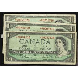 Lot of 3 1954 $1 BC-37bA *N/Y replacement notes. Grades vary from VG to Fine. Couple of edge nicks o