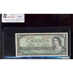 BC-37bA  1954  $1  Beattie-Rasminski  *N/Y0684091 EF+. Rare replacement!