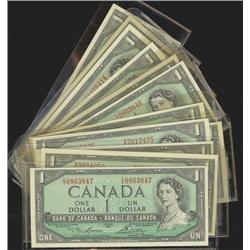 Lot of 12 notes, 1954 $1 BC-37c and 37d.  All different prefix notes.  Most notes are uncirculated