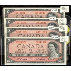 Run of 4 consecutive 1954 $2 notes, BC-38b P/U6511923 to 1926.  All choice uncirculated.
