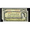 Image 1 : Consecutive pair of 1954 $20 Beattie-Rasminski notes. BC-41b  X/E6791032 and 1033.  Both choice unci
