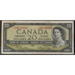 BC-41bA  1954 $20 Beattie-Rasminski *A/E0138683  Uncirculated, light yellow stains.