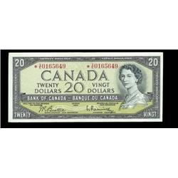 BC-41bA  1954 $20 Beattie-Rasminski *V/E0165649  AU.  A scarce prefix note!