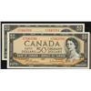 Image 1 : Consecutive pair of 1954 $50 Beattie-Rasminski notes. BC-42b   B/H7443580/3581.  Both notes are choi