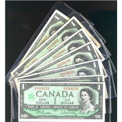 Large lot of 40 "Centennial banknotes". Includes BC-45b 1967 $1 Prefix S/O, P/O, O/O, M/O, I/P, H/P.