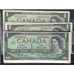Large lot of 58 "Centennial banknotes". Includes BC-45b 1967 $1 Prefix G/P, F/P.  Grdes vary from AU