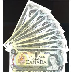 Lot of 7 replacement 1973 $1 notes BC-46aA.  Includes *AL, *FA, *AN, *FV.  Some sequential notes. Al