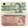 Image 1 : Lovely pair of "RADAR" notes. 1974 $2 RP9904099 and 1991 $20 ESP9049409.  Both notes are Gem's.