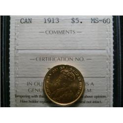 1913 $5 Gold ICCS MS60