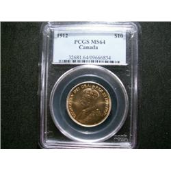 1912 $10 Gold PCGS MS64.  A very choice example with excellent fields.