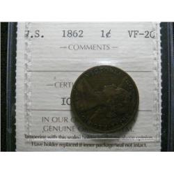 NS 1862 1¢ ICCS VF20, a nice problem free example.  Underrated!