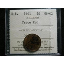 New Brunswick 1861 1/2¢ ICCS MS62 Trace red.