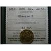 Image 1 : Nfld 1870 Obv.2 "2 dot" $2 Gold ICCS AU55, scarce!