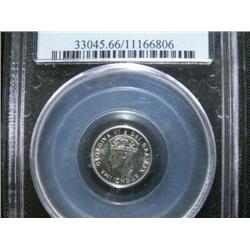 Nfld 1947c  5¢ PCGS MS66, light tone over clean and reflective surfaces.