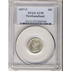 1917c Nfld 10¢.  A nice fully struck example and problem free.  PCGS AU55