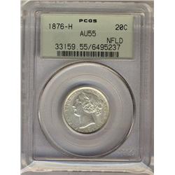 Nfld 1876H 20¢ PCGS AU55,brilliant with lots of lustre.  A scarce date.