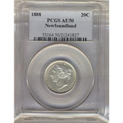 Nfld 1888 20¢ PCGS AU50, Brilliant and lustrous.  A nice example.