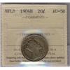 Image 1 : Nfld 1904H 20¢ ICCS AU50, nicely toned.  Scarce!