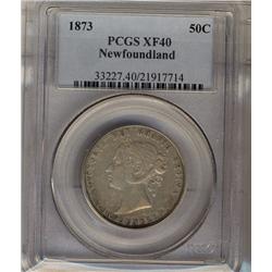 Nfld 1873 50¢ PCGS EF40, lightly toned. Scarce date!