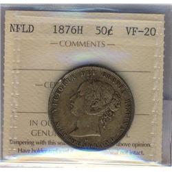 Nfld 1876H 50¢ ICCS VF20, lightly toned.