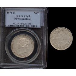 Newfoundland 1876H 50¢  PCGS EF45. Brilliant with some underlying luster.